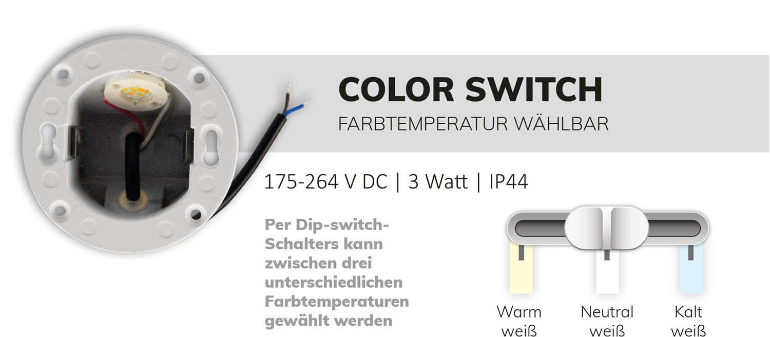 wandeinbauleuchte color switch