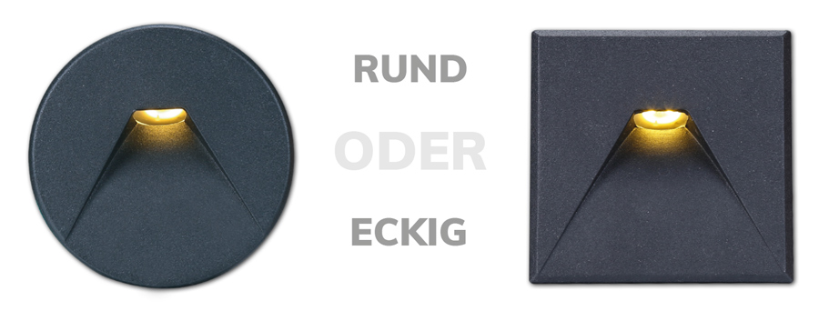 wandeinbauleuchte rund eckig