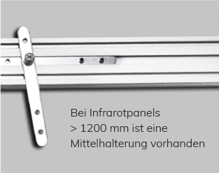 mittelhalterung infrarotpanel mit leuchtrahmen led