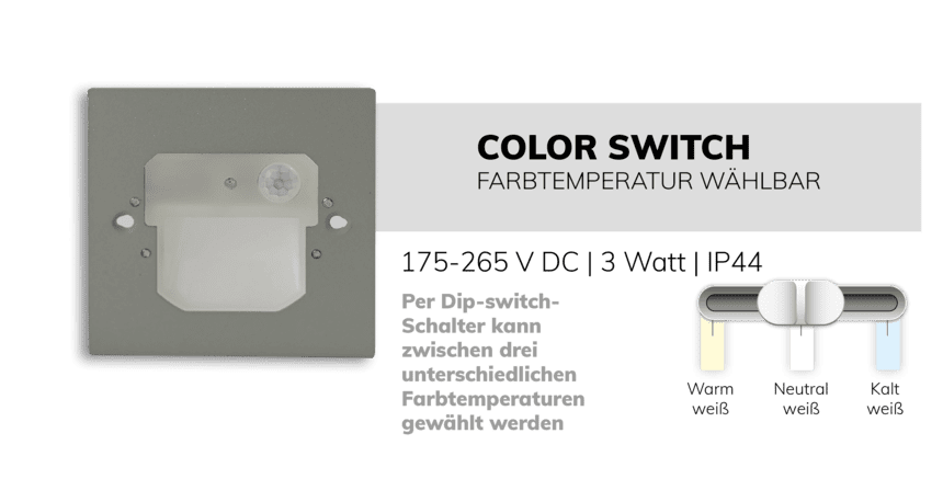 wandeinbauleuchte color switch