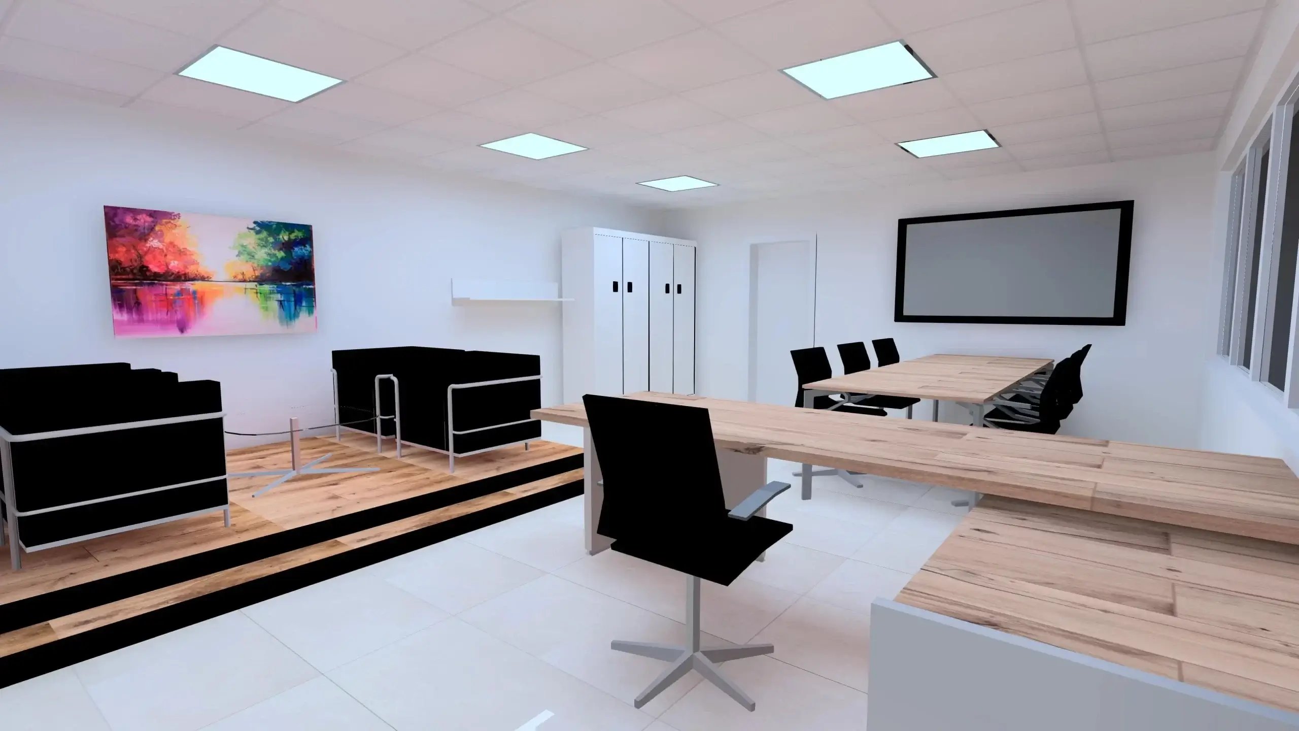 büro mit led panels