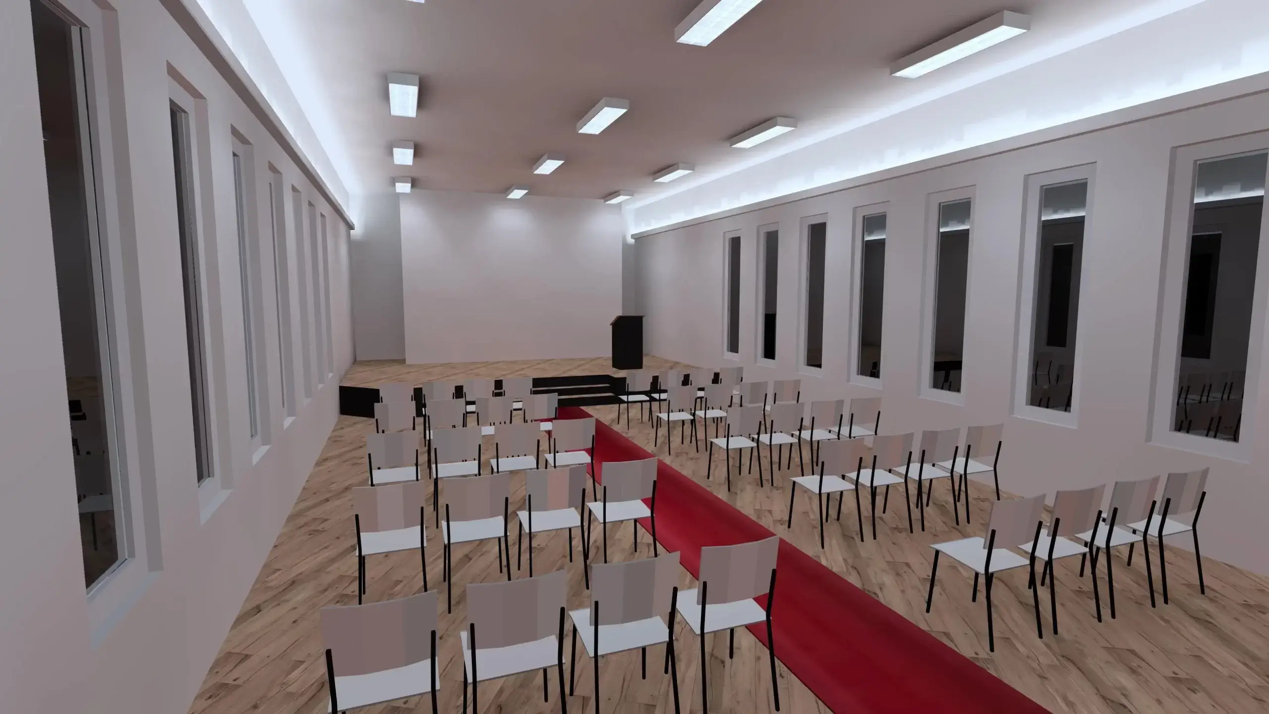 mehrzwecksaal leuchtstoffröhren